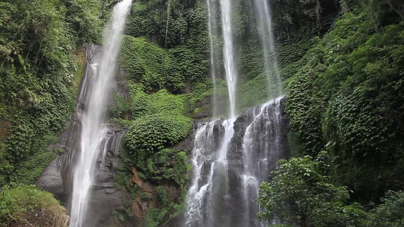 Beautiful Waterfall in Tropical Forest in Bali Indonesia