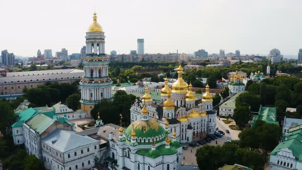 Magical Aerial View of the Kiev Pechersk Lavra Monastery