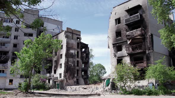 Borodyanka Ukraine  a Destroyed Building During the War Bucha District