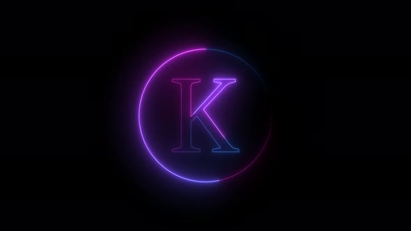 Blue pink Neon Light K Text Intro Animation