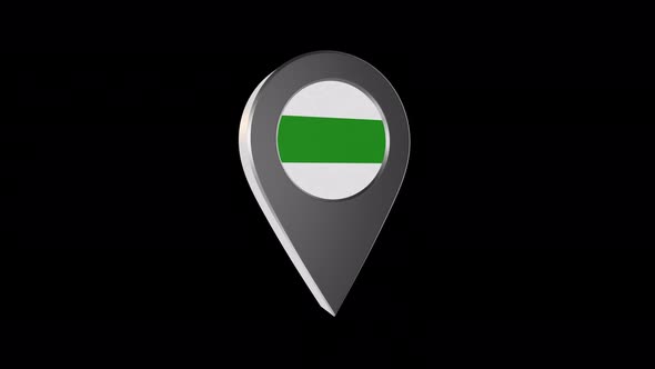 3d Animation Map Navigation Pointer With Flag Of Groningen (Netherlands) With Alpha Channel - 4K