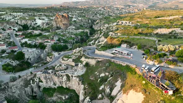 Awesome aerial view of Ortahisar 4 K Turkey Cappadocia