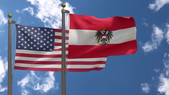 Usa Flag Vs Austria (State) Flag On Flagpole