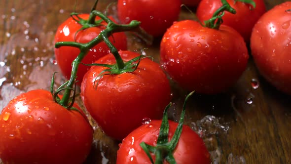 Extreme close-up tomatoes , Slow Motion