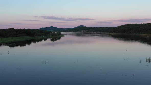 Flight Over The Trakiets Dam At Sunset 6