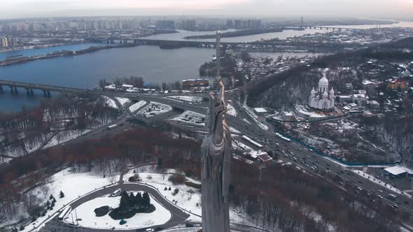 Monument of Motherland Mother in Kiev at Winter