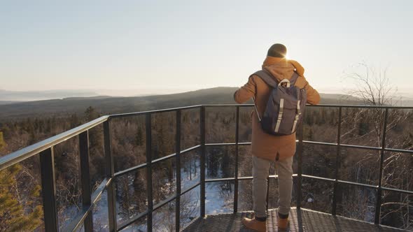 Man Enjoying Winter Scenery