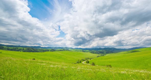 Mountain Meadow Timelapse at the Summer or Autumn Time