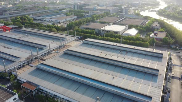 Solar power station on factory rooftop