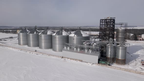 Meat Factory Aerial Drone View at the Winter Day