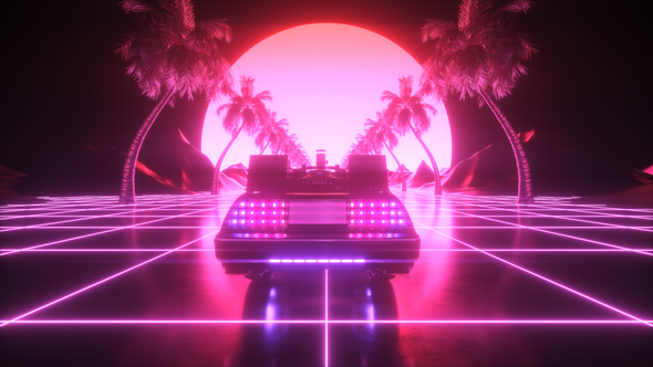 Futuristic Car Synthwave Backdrop Loop