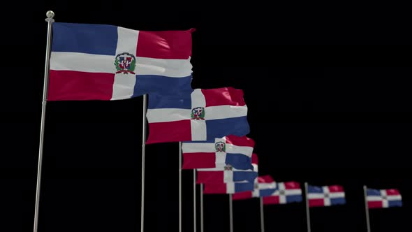 Dominican Republic Row Of Flags Animation Include Alpha Channel