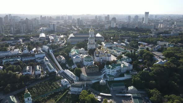 Kyiv Cityscape, Ukraine. Aerial View, Kiev. Slow Motion