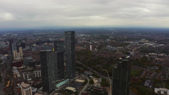 Aerial View of Manchester City in UK