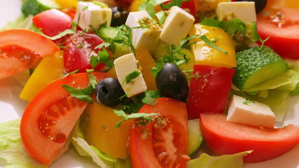 Greek Salad with Feta Tomatoes and Other Vegetables Healthy Food