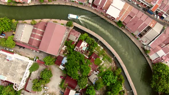 Drone aerial footage in Malacca Old Town, Malaysia