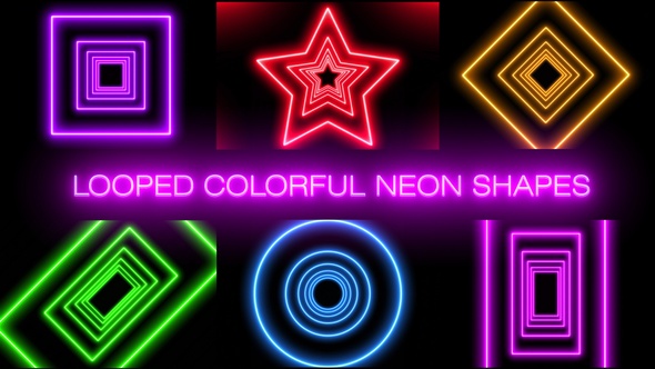 Looped Colorful Neon Shapes