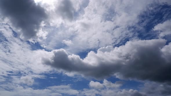 blue sky with clouds, moving clouds in the sky