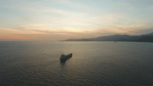 Water Surface Aerial View at Sunset