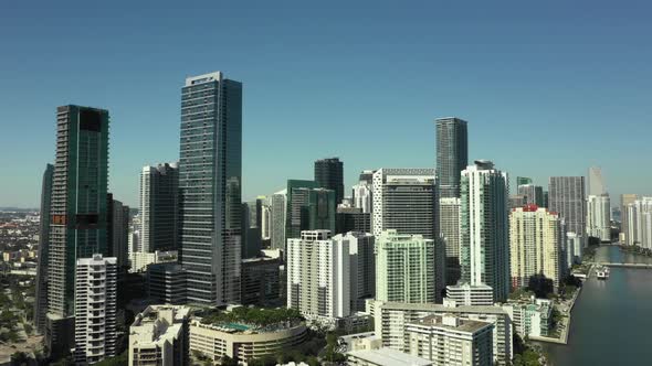 Aerial city of Brickell Miami FL