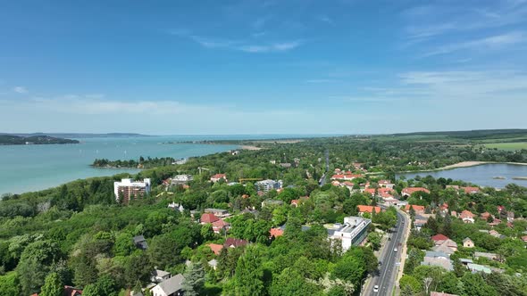 Aerial view of Lake Balaton in Hungary