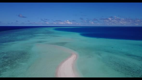 Aerial top view seascape of paradise sea view beach adventure by aqua blue sea and white sandy backg