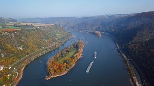 Flight Over Rhine Valley Near Bacharach