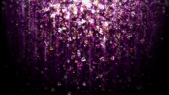 Purple Glitter Heart Particles Valentine's Day Overley