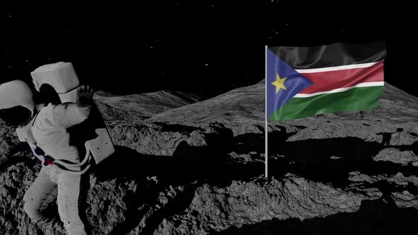 Astronaut Planting Sudan Flag on the Moon