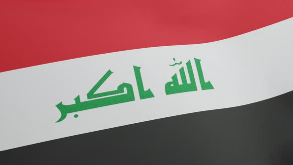 National Flag of Iraq Waving Original Size and Colors 3D Render Islamic Republic of Iraq Flag