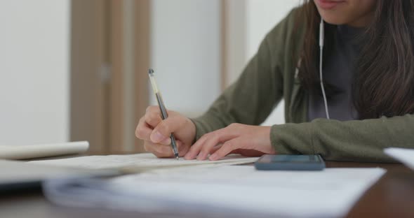 Woman Doing Revision at Home