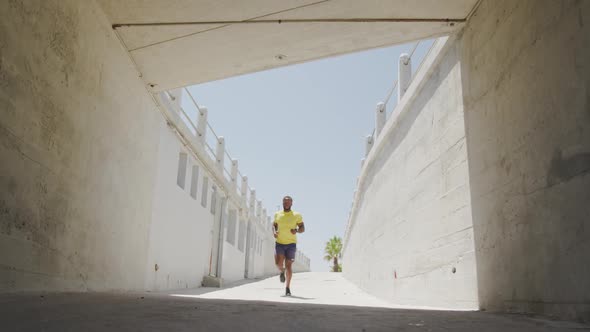 Man exercising in an urban setting