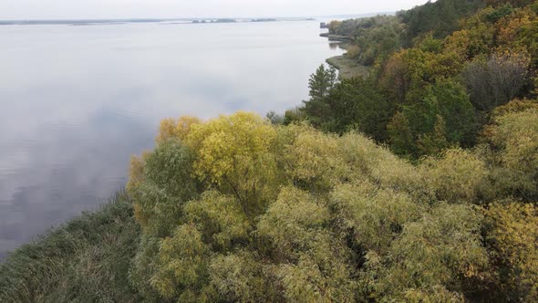 Aerial View of the Dnipro River - the Main River of Ukraine