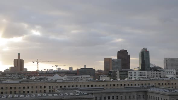 Cityscape Day to Night Timelapse of the mordern skyline of Berlin