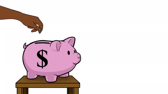 Piggy Bank Animated Illustration Adding Money