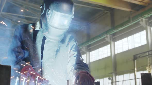 Welder at workplace