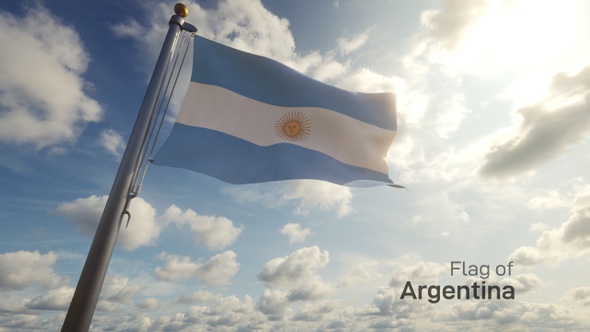 Argentina Flag on a Flagpole