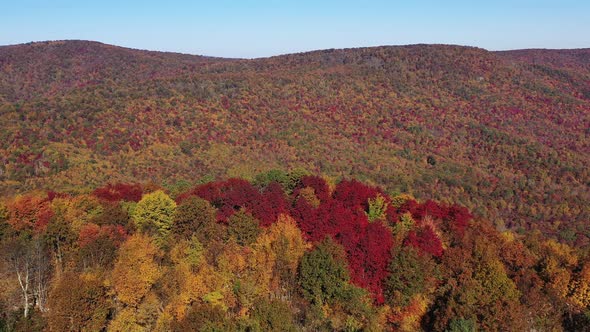 An aerial shot of Tibbet Knob, a peak of Great North Mountain, the border between Virginia and West