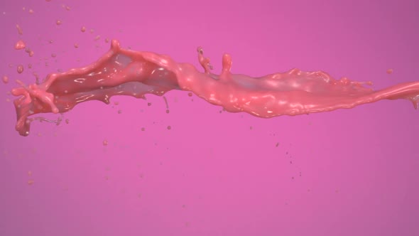 Milky pink liquid splash, Slow Motion