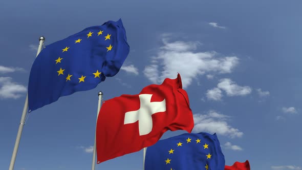 Many Flags of Switzerland and the European Union alt
