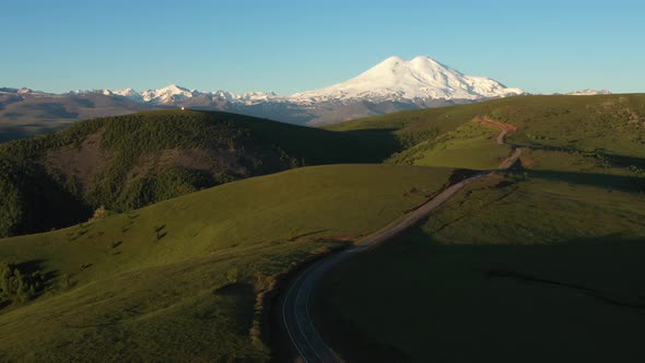 Aerial view of the  mountain peak  Elbrus