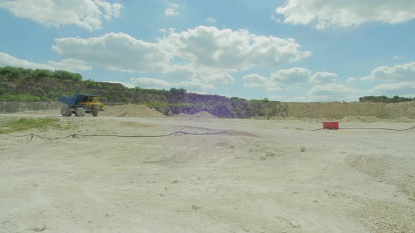 Dump truck on a construction site