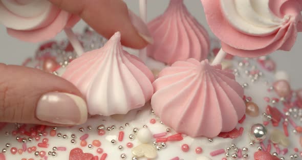 Sweet Marshmallows Decorating The Cake