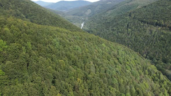 Nature of Ukraine: Carpathian Mountains Slow Motion. Aerial View