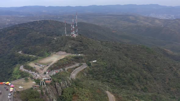 Aerial: Cristo Rey, mountain, Silao Guanajuato, drone view