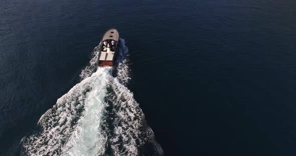 Motor Boat Sails Across the Sea to the Island of Gospa Od Skrpjela