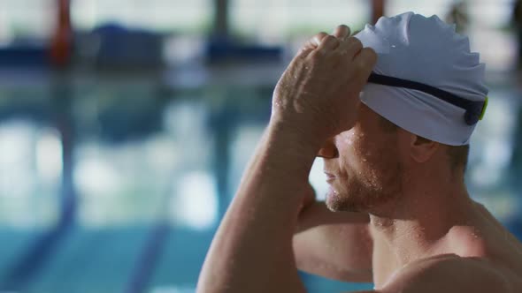 Swimmer training in a swimming pool