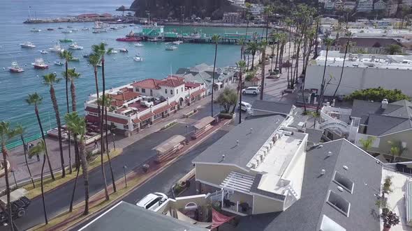 Flying over harbour in Catalina island