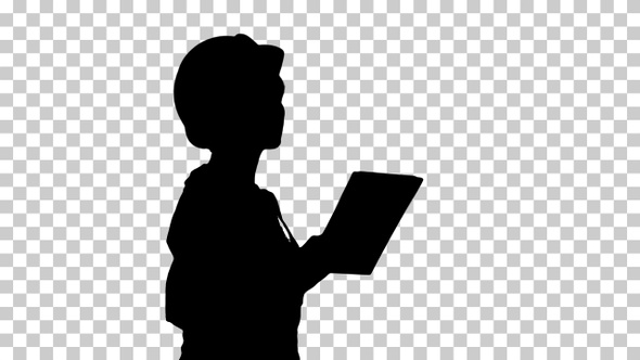 Silhouette Female construction engineer, Alpha Channel alt