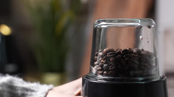 Blender Grinds Coffee Beans